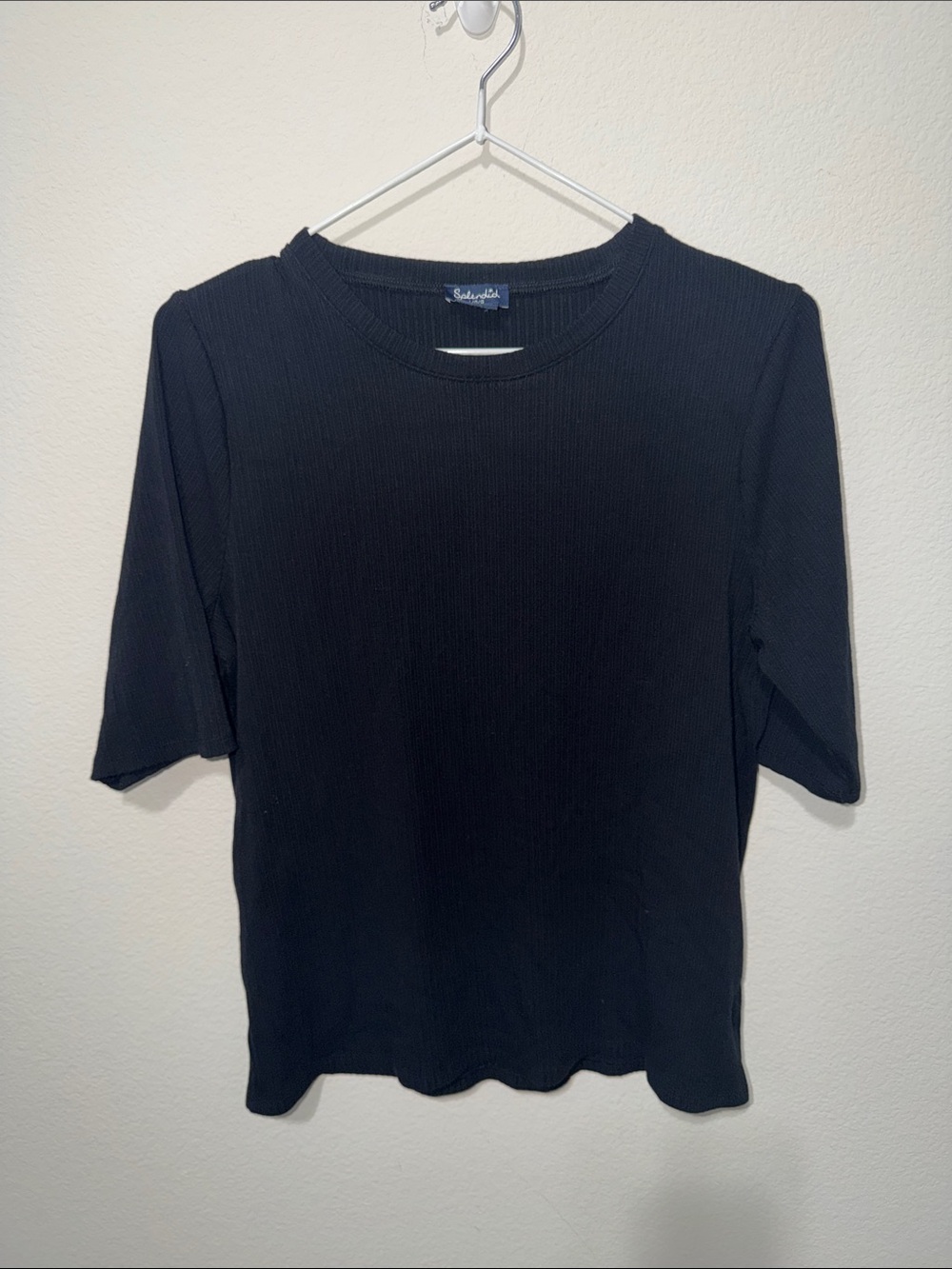 NWOT Splendid Black Ribbed Short-Sleeve Tee